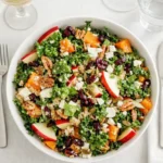 Healthy Fall Salad with roasted butternut squash and kale