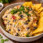 High-Protein Southwest Chicken Salad in a ceramic bowl