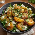 Crispy Smashed Potato Salad with creamy dressing and herbs